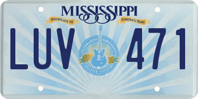 MS license plate LUV471