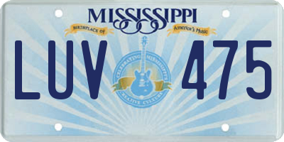 MS license plate LUV475