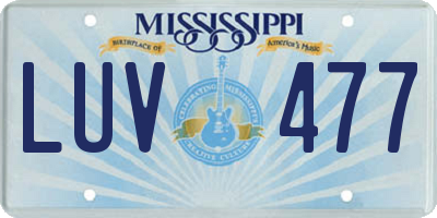 MS license plate LUV477
