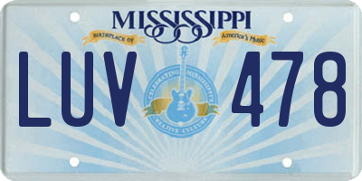 MS license plate LUV478