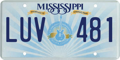 MS license plate LUV481