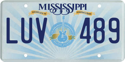 MS license plate LUV489