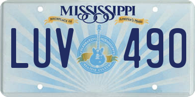 MS license plate LUV490