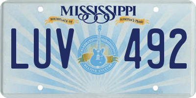 MS license plate LUV492