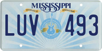 MS license plate LUV493