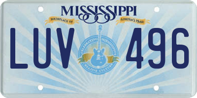 MS license plate LUV496