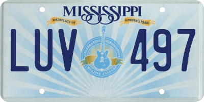 MS license plate LUV497