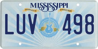 MS license plate LUV498