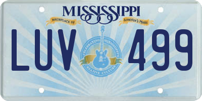 MS license plate LUV499