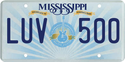MS license plate LUV500