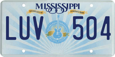 MS license plate LUV504