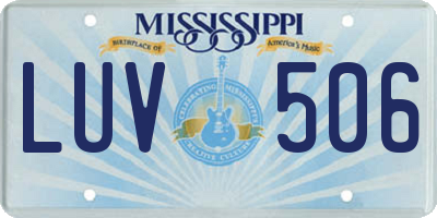 MS license plate LUV506
