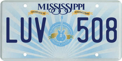 MS license plate LUV508