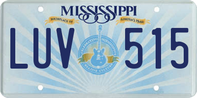 MS license plate LUV515