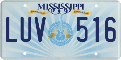MS license plate LUV516
