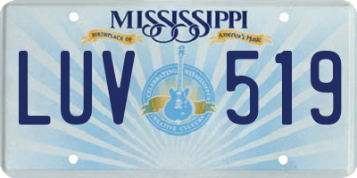 MS license plate LUV519