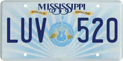 MS license plate LUV520