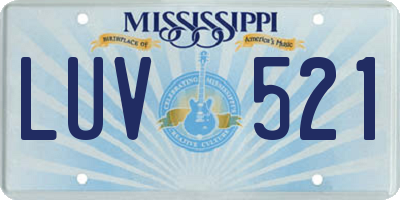 MS license plate LUV521
