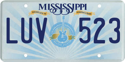 MS license plate LUV523