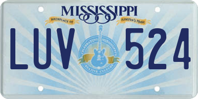 MS license plate LUV524