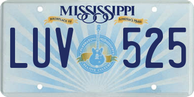MS license plate LUV525
