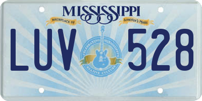 MS license plate LUV528