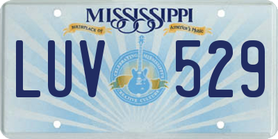 MS license plate LUV529
