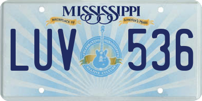 MS license plate LUV536