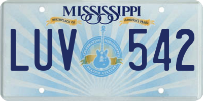 MS license plate LUV542