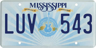 MS license plate LUV543