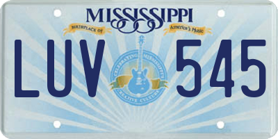 MS license plate LUV545