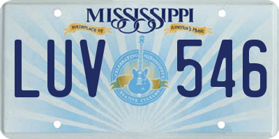 MS license plate LUV546