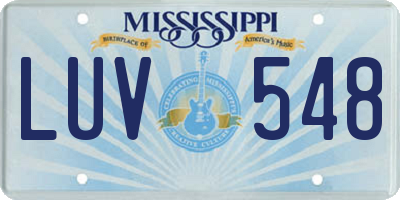 MS license plate LUV548