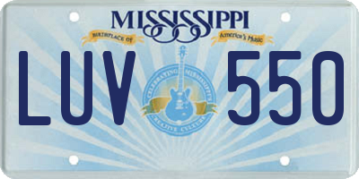 MS license plate LUV550