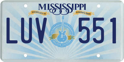 MS license plate LUV551
