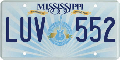 MS license plate LUV552