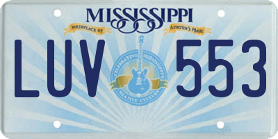 MS license plate LUV553