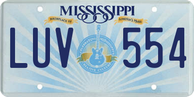 MS license plate LUV554