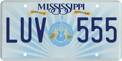 MS license plate LUV555