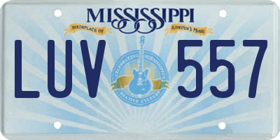 MS license plate LUV557