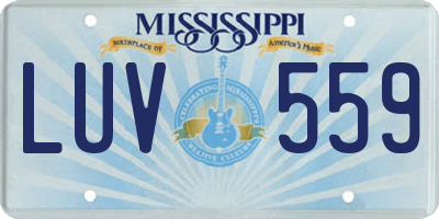 MS license plate LUV559