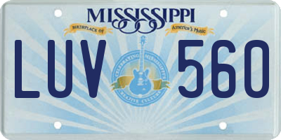 MS license plate LUV560