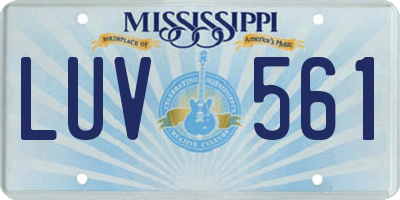 MS license plate LUV561