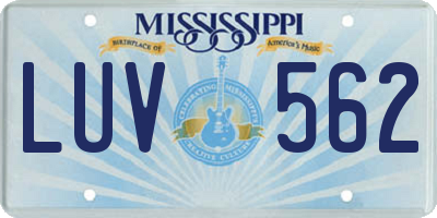 MS license plate LUV562