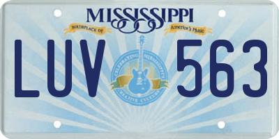 MS license plate LUV563