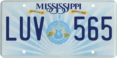 MS license plate LUV565