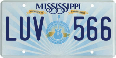 MS license plate LUV566
