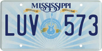 MS license plate LUV573