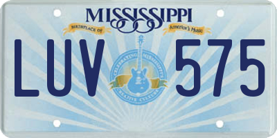 MS license plate LUV575