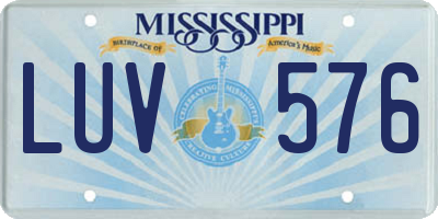 MS license plate LUV576